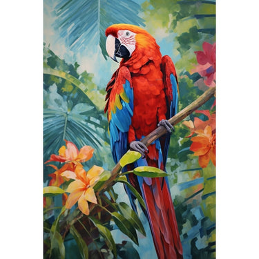 Parrot and Flowers Canvas
